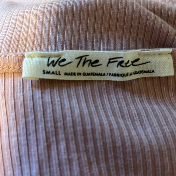 FREE PEOPLE NIGHT LILY TOP OB1434162 PUFF SLEEVE RIBBED PALE MAUVE SIZE S - Picture 5 of 7